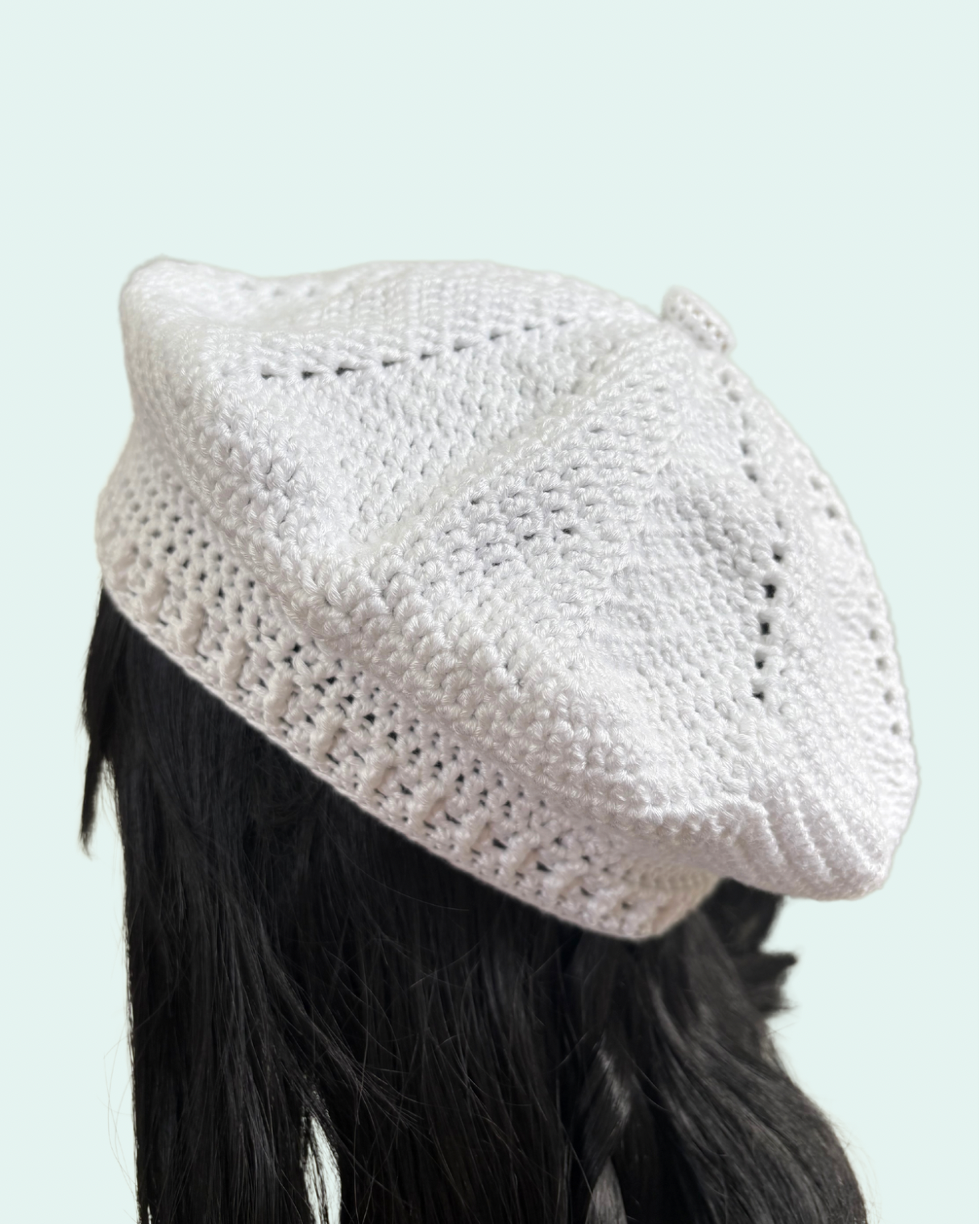 White Crochet Beret