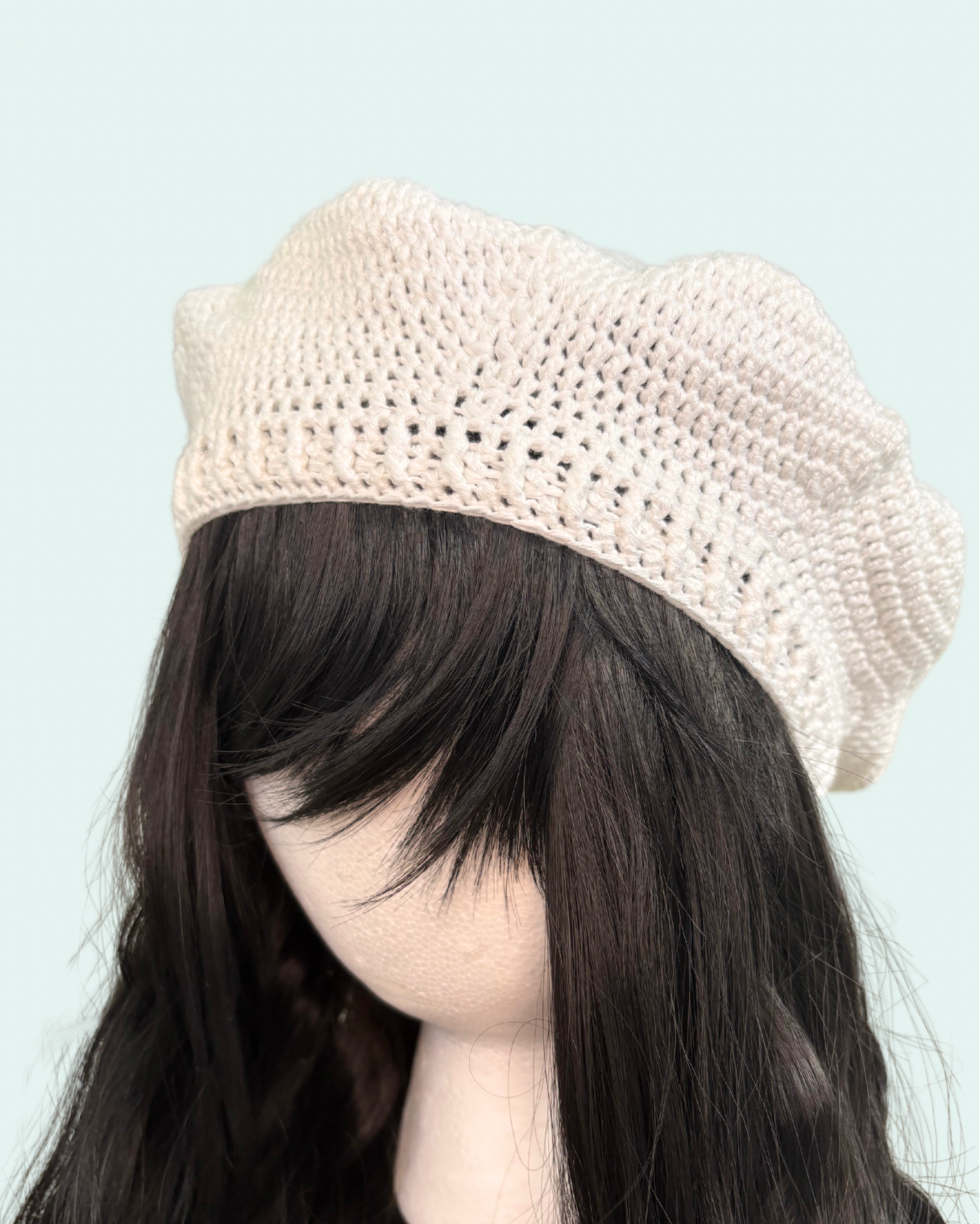 White Crochet Beret