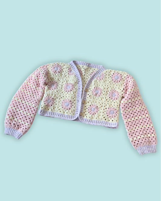 Crochet Crop Flower Cardigan