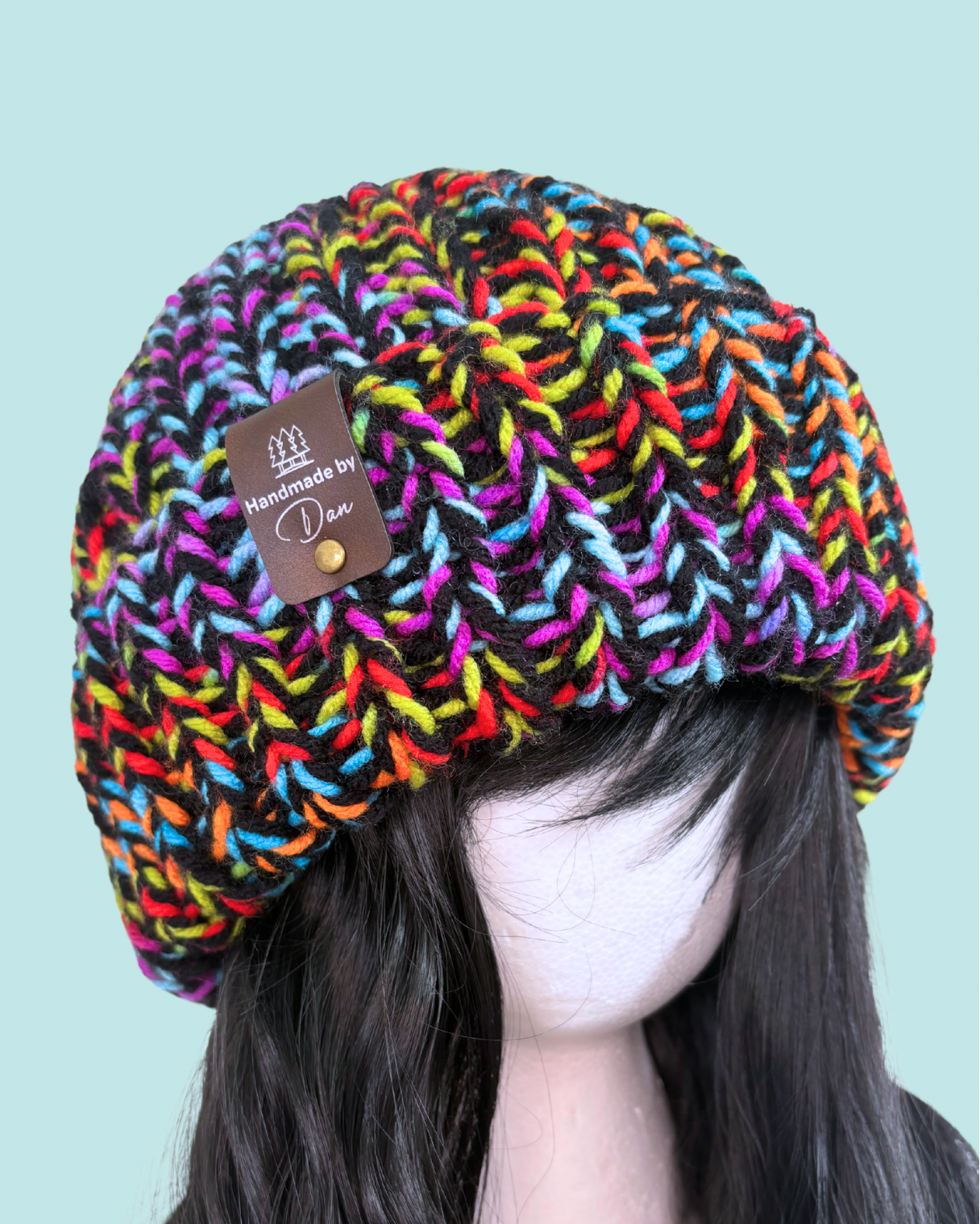 Dark Rainbow Knit Beanie