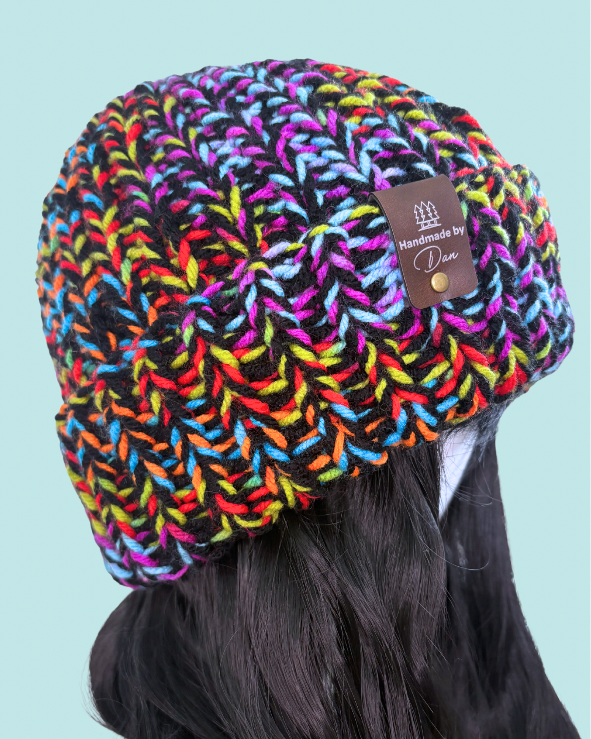 Dark Rainbow Knit Beanie